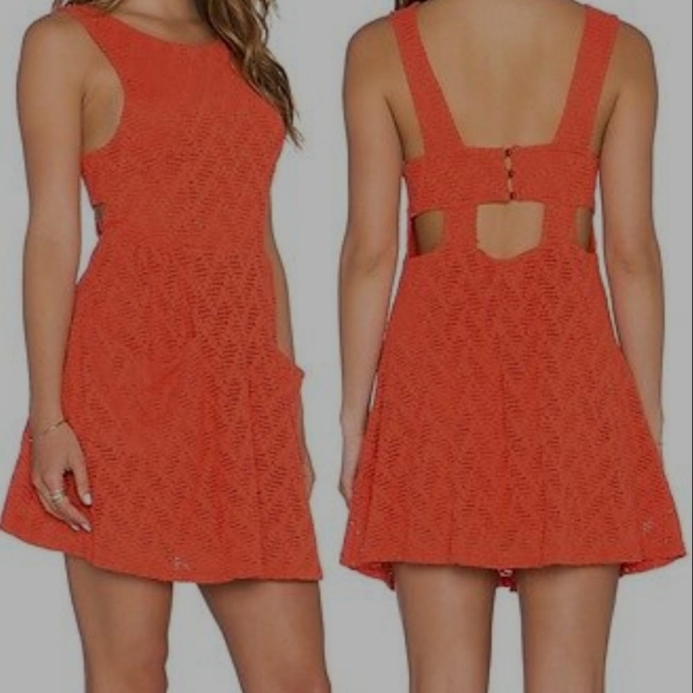 Free People OB413156 Persimmon Poppy Stretch Lace
